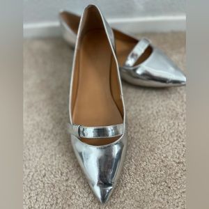 J. Crew Silver Flats, size 11